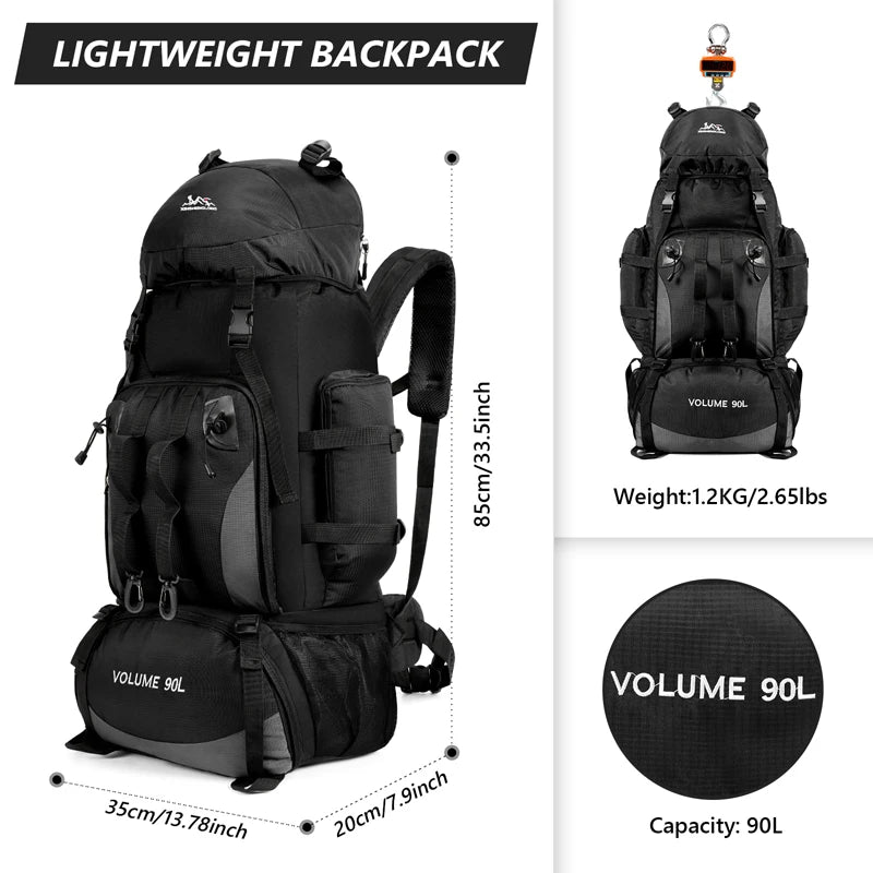 Waterproof Hiking Camping Backpack 90L